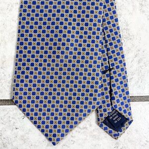 Brooks Brothers MAKERS Men's 100% Silk Tie ~ Blue And Gold ~ Made in the USA!